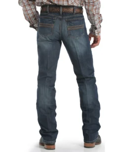 Cinch Men's Silver Label Dark Wash Mid Rise Slim Straight Performance Jeans