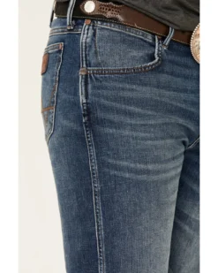 Wrangler Retro Men's Meadow Medium Wash Stretch Slim Straight Jeans - Long -Sheplers Sales 2000331279 400 P5