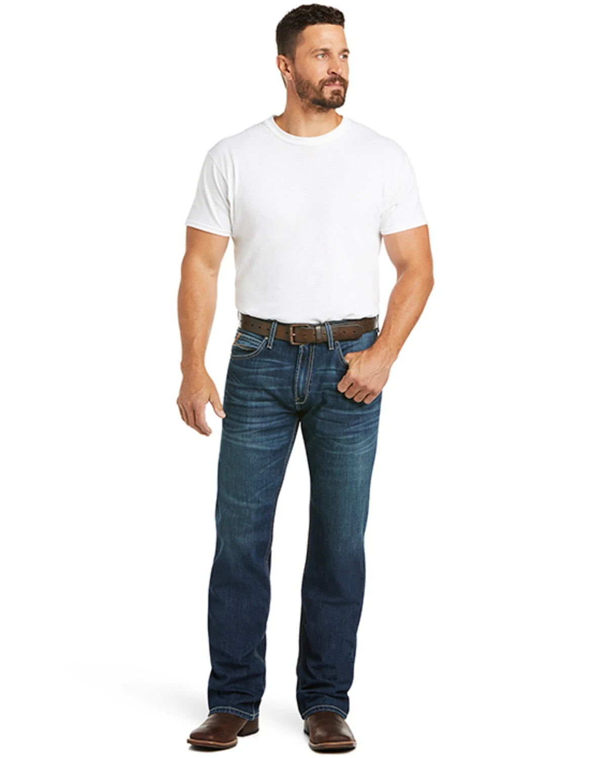 Ariat Men's M4 Ford Bragg Dark Stretch Relaxed Bootcut Jeans 3 Ariat Men's M4 Ford Bragg Dark Stretch Relaxed Bootcut Jeans