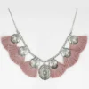 Prime Time Women's Pink Tassel & Silver Concho Necklace