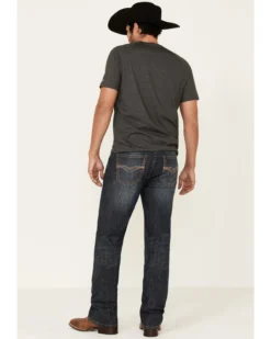 Rock & Roll Denim Men's Dark Vintage Double Barrel Stretch Relaxed Straight Jeans