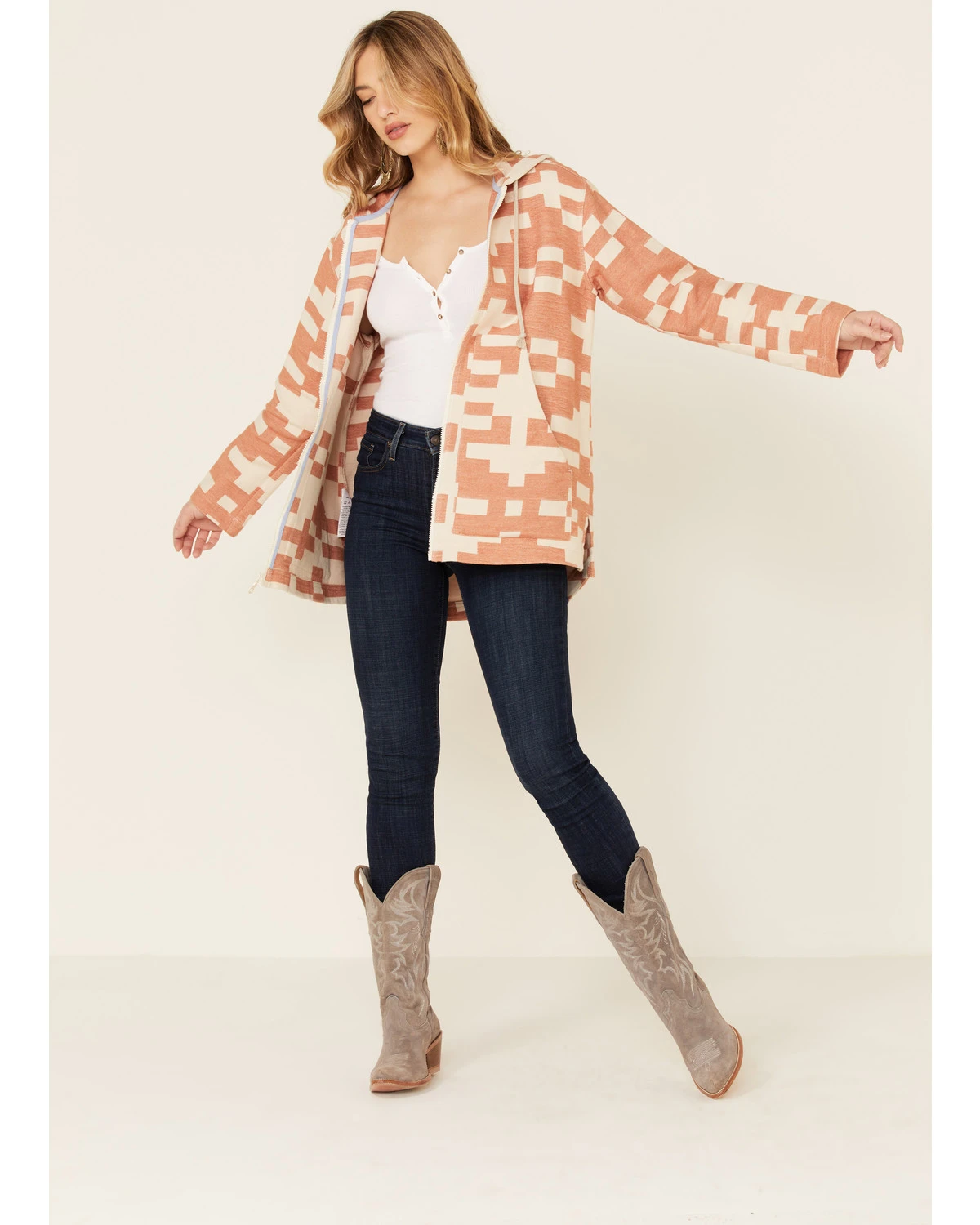 Pendleton Women's Sierra Mixed Pattern Oversized Zip Hooded Jacket 4 Pendleton Women's Sierra Mixed Pattern Oversized Zip Hooded Jacket - Image 2