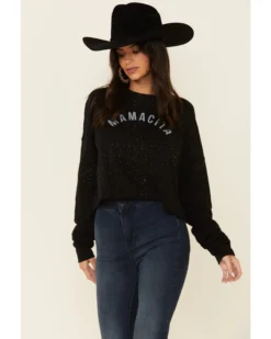 Ruby's Rubbish Women's Bleach Splatter Mamacita Graphic Cropped Pullover Sweatshirt -Sheplers Sales 2000337414 001 P3