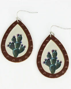 Prime Time Jewelry Women's Cactus Print Teardrop Earrings