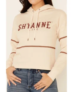 Shyanne Women's Tan & White Embroidered Logo Crop Hoodie -Sheplers Sales 2000342890 280 P2