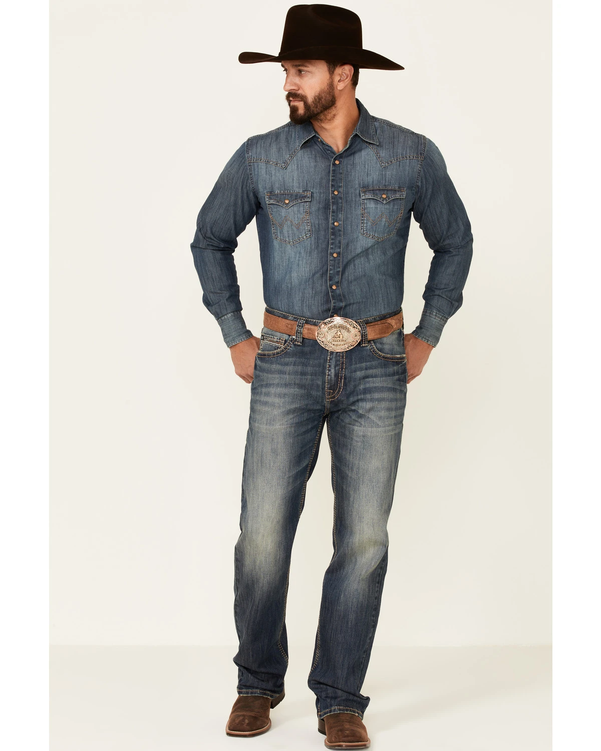 Rock & Roll Denim Men's Double Barrel Dark Vintage Wash Stretch Relaxed Straight Jeans 3 Rock & Roll Denim Men's Double Barrel Dark Vintage Wash Stretch Relaxed Straight Jeans