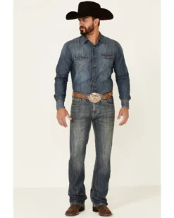 Rock & Roll Denim Men's Pistol Dark Vintage Wash Regular Straight Jeans -Sheplers Sales 2000345012 400 P3
