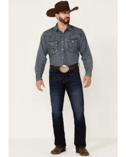 Wrangler 20X Men's Azure Vintage Dark Wash Stretch Slim Bootcut Jeans