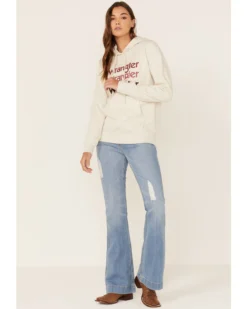 Wrangler Women's Multi Stacked Logo Shirttail Pullover Hoodie -Sheplers Sales 2000350345 104 P4
