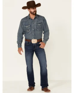 Rock 47 By Wrangler Men's Horizon Dark Wash Stretch Slim Bootcut Jeans