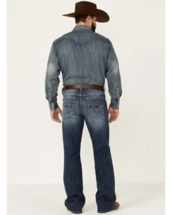 Cody James Men's Double Kicker Medium Dark Wash Stretch Relaxed Bootcut Jeans -Sheplers Sales 2000351797 400 P3