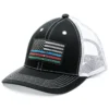 Justin Men's Black Thin Line Embroidered Flag Mesh-Back Ball Cap