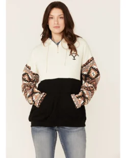 Paramount Network's Yellowstone Women's Mauve Southwestern Sleeve Hoodie Pullover