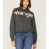 Wrangler Women's Charcoal Rose Logo Cropped Hoodie -Sheplers Sales 2000358082 022 P1