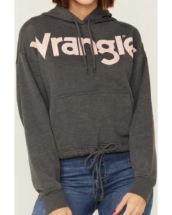 Wrangler Women's Charcoal Rose Logo Cropped Hoodie -Sheplers Sales 2000358082 022 P2