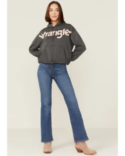 Wrangler Women's Charcoal Rose Logo Cropped Hoodie -Sheplers Sales 2000358082 022 P4
