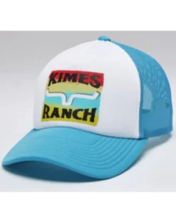 Kimes Ranch Men's Turquoise & White Block Party Logo Mesh-Back Trucker Cap