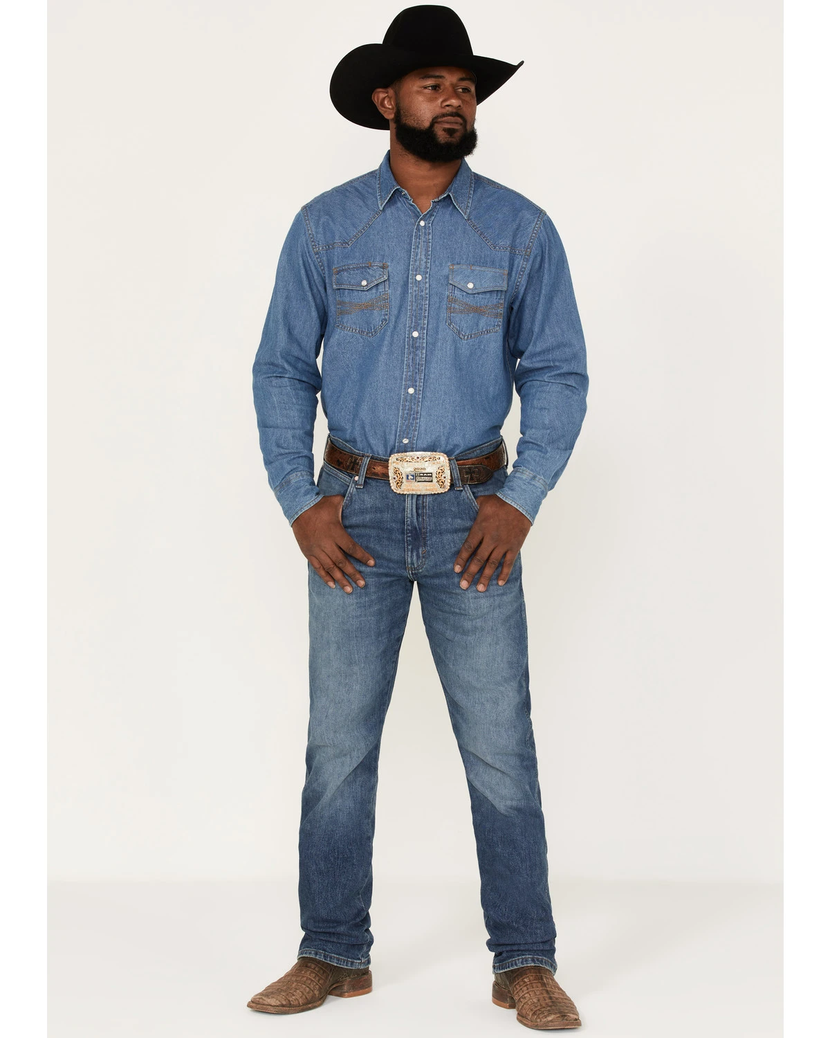 Wrangler Retro Green Men's Faded Indigo Medium Wash Stretch Slim Straight Jeans 3 Wrangler Retro Green Men's Faded Indigo Medium Wash Stretch Slim Straight Jeans