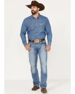 20X Wrangler Men's Mexia Light Wash Vintage Bootcut Stretch Denim Jeans