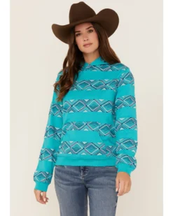 RANK 45 Women's Southwestern Stripe Pullover Sweatshirt Hoodie
