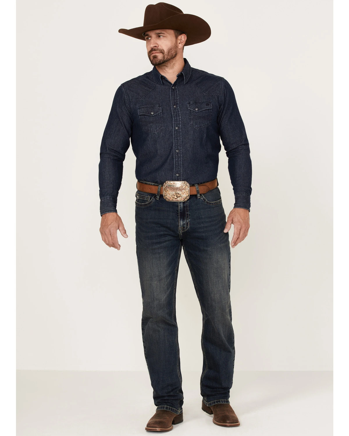 Rock & Roll Denim Men's Hooey Dark Wash Double Barrel Reflex Stackable Bootcut Jeans 5 Rock & Roll Denim Men's Hooey Dark Wash Double Barrel Reflex Stackable Bootcut Jeans - Image 3