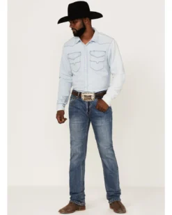 Rock & Roll Denim Men's Hooey Revolver Medium Wash Reflex Stretch Slim Straight Jeans -Sheplers Sales 2000367639 203 P3