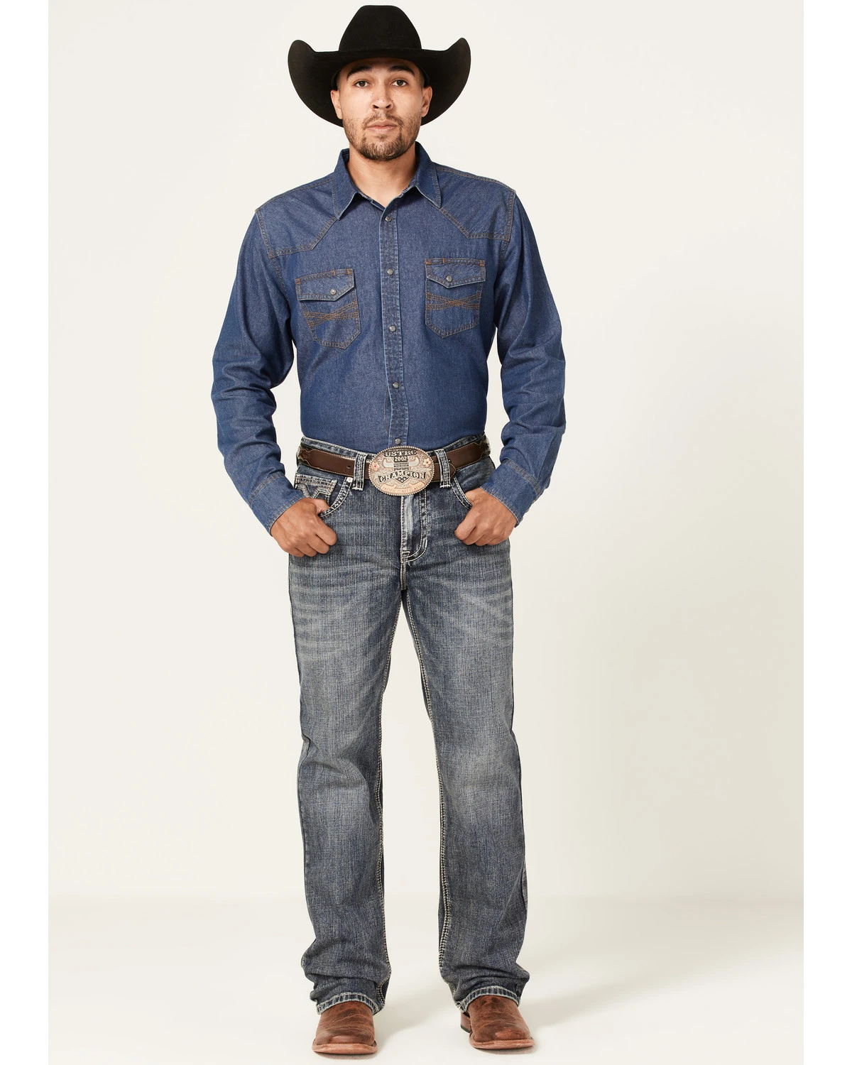 Rock & Roll Denim Men's Double Barrel Medium Wash Two Tone Raise Relaxed Straight Jeans 5 Rock & Roll Denim Men's Double Barrel Medium Wash Two Tone Raise Relaxed Straight Jeans - Image 3