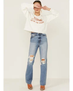 Miss Me Women's Dibs On The Cowboy Graphic Cropped Pullover Hoodie -Sheplers Sales 2000367692 103 P4