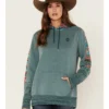 Hooey Women's Southwestern Contrast Print Canyon Hoodie -Sheplers Sales 2000369088 442 P1