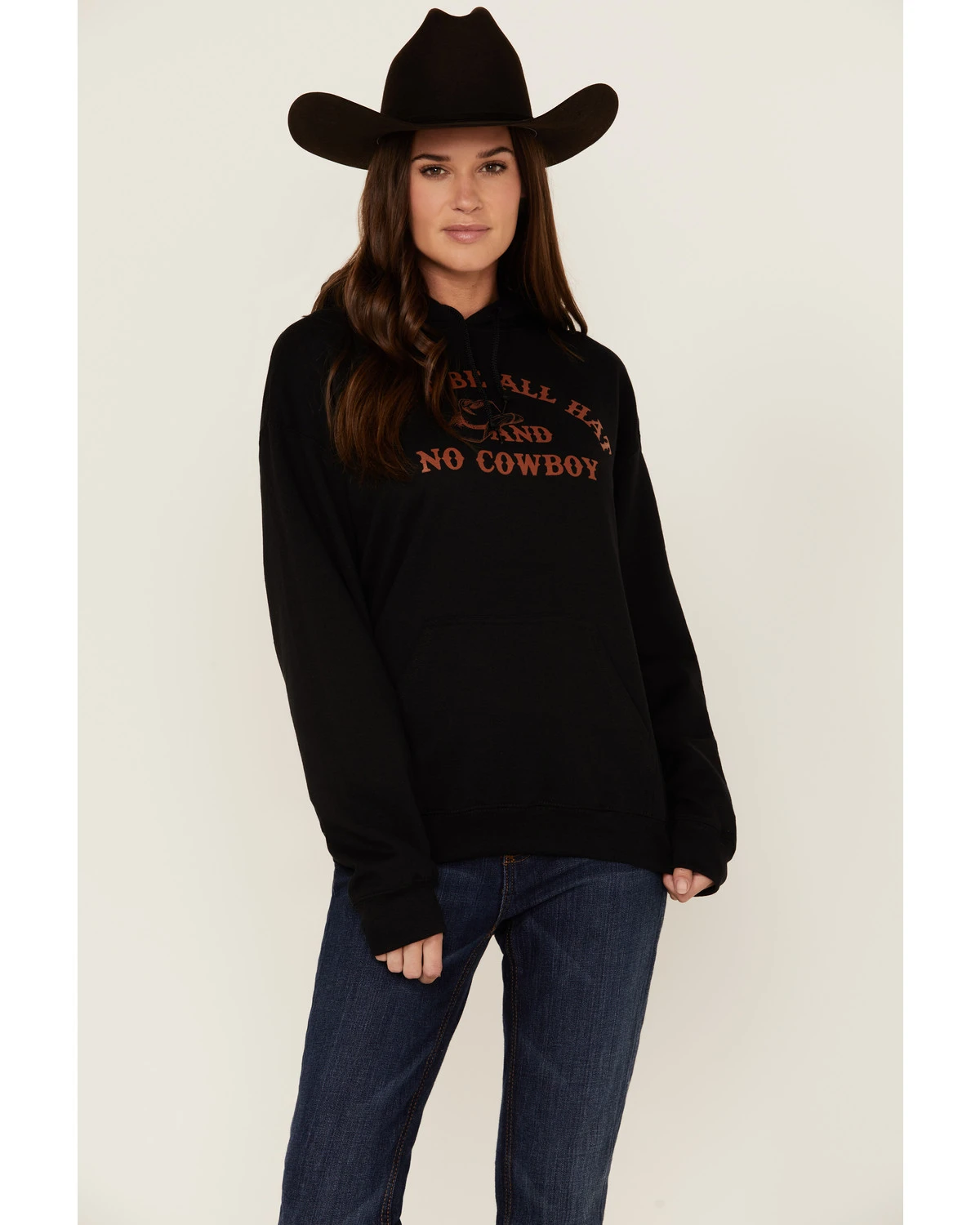 Goodie Two Sleeves Women's Don't Be All Hat & No Cowboy Black Graphic Hoodie 3 Goodie Two Sleeves Women's Don't Be All Hat & No Cowboy Black Graphic Hoodie