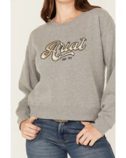 Ariat Women's R.E.A.L Varsity Logo Cropped Sweatshirt -Sheplers Sales 2000371904 070 P3