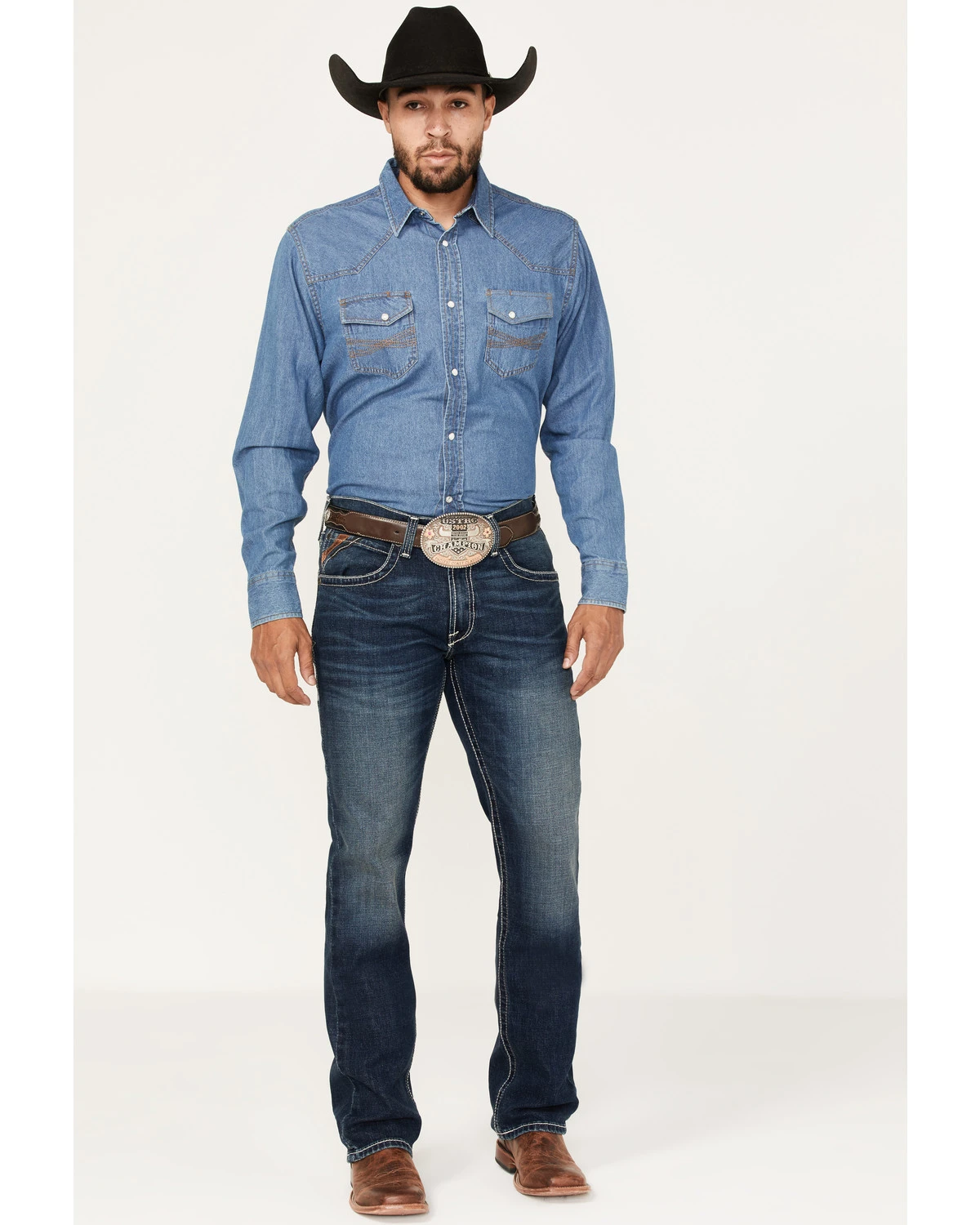 Ariat Men's M5 Ford Remming Dark Wash Stretch Straight Leg Jeans 3 Ariat Men's M5 Ford Remming Dark Wash Stretch Straight Leg Jeans