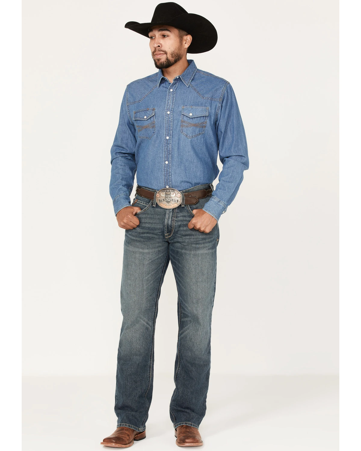 Ariat Men's M5 Louisville Seneca Medium Wash Stretch Straight Leg Jeans - Big 3 Ariat Men's M5 Louisville Seneca Medium Wash Stretch Straight Leg Jeans - Big