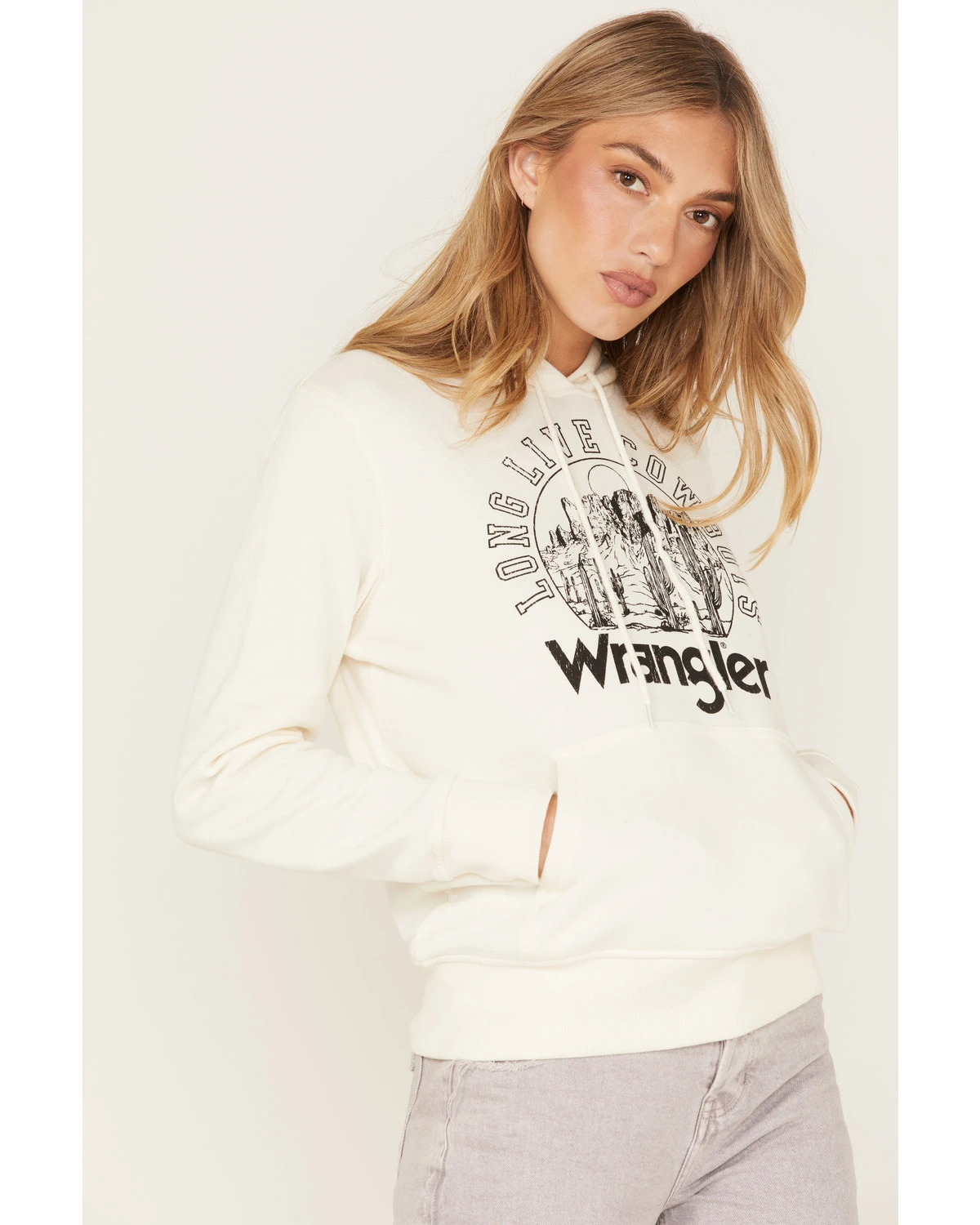 Wrangler Women's Long Live Cowboys Desert Graphic Hoodie 4 Wrangler Women's Long Live Cowboys Desert Graphic Hoodie - Image 2