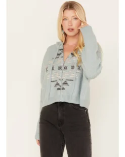 Ariat Women's Agave Garden Intarsia Southwestern Knit Zip Hooded Pullover