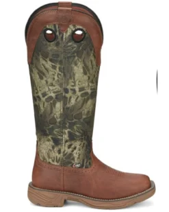 Justin Men's Rush Strike Camo Shaft Leather Pull On Snake Boots - Square Toe -Sheplers Sales 2000378668 340 P2