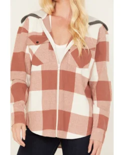 Cleo + Wolf Women's Buffalor Plaid Print Hooded Flannel Shirt 8 Cleo + Wolf Women's Buffalor Plaid Print Hooded Flannel Shirt -Sheplers Sales 2000380772 200 P3