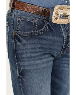 Rock 47 By Wrangler Men's Marina Del Ray Medium / Dark Wash Slim Bootcut Stretch Denim Jeans -Sheplers Sales 2000384276 400 P2