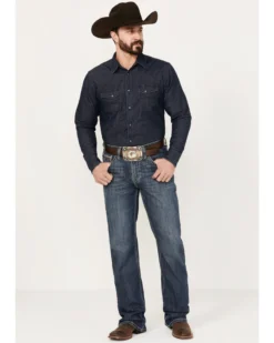 Rock & Roll Denim Men's Double Barrel Medium Vintage Wash Relaxed Bootcut Reflex Denim Jeans -Sheplers Sales 2000386194 414 P3