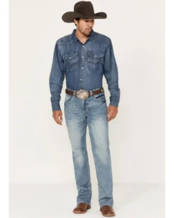Rock & Roll Denim Men's Double Barrel Medium Vintage Wash Straight Reflex Denim Jeans -Sheplers Sales 2000386195 414 P3