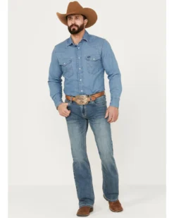 Rock & Roll Denim Men's Pistol Medium Vintage Wash Bootcut Stretch Denim Jeans -Sheplers Sales 2000387624 414 P3