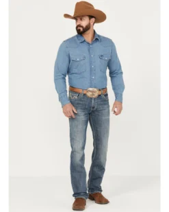 Rock & Roll Denim Men's Revolver Light Vintage Wash Slim Straight Stretch Reflex Denim Jeans -Sheplers Sales 2000387627 412 P3