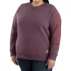 Carhartt Women's Relaxed Fit Midweight Crewneck Block Logo Sleeve Graphic Sweatshirt - Plus